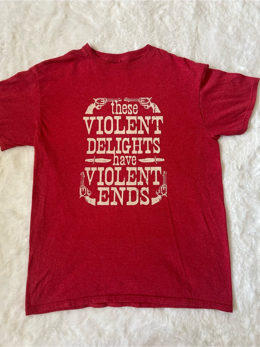 Westworld Dolores quote red shirt with 'These Violent Delights' Print